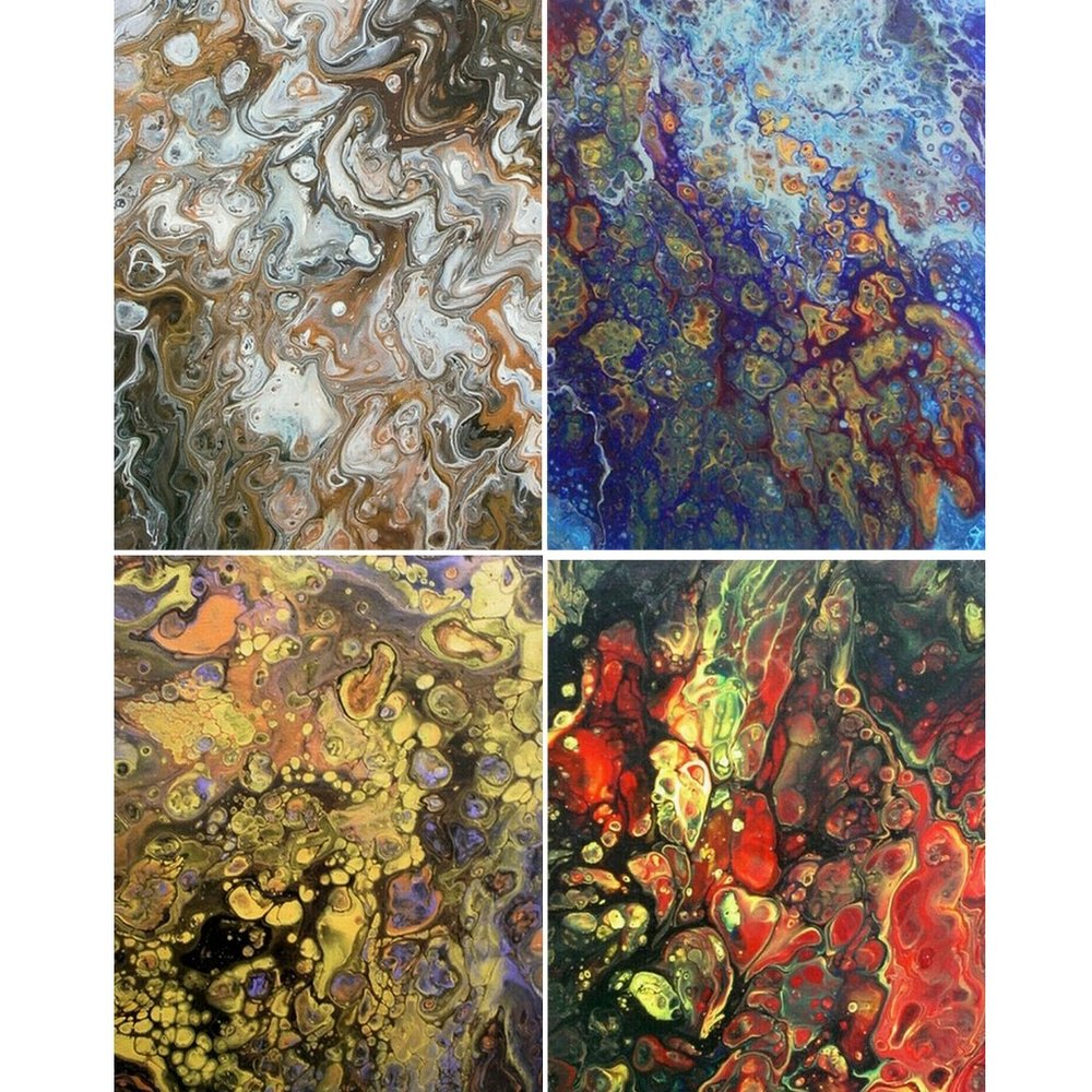SET 4 ACRYLIC PAINTINGS FOUR SEASONS EACH 11" X 14" TOTAL SIZE 44 X 14